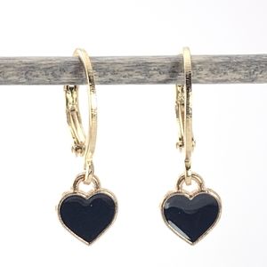 Black Heart Charm Earrings